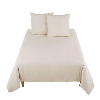 Maisons du monde Juego de cama de lino lavado beige 240x260