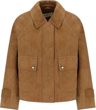 Max Mara Suede Leather Jacket - Dames - Leren en Su&egrave;de Jassen - Bruin - M - Leer - Jassen
