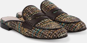 Gianvito Rossi Leather-trimmed boucle mules