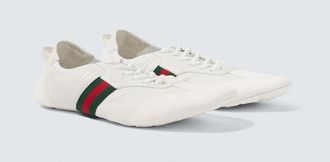 Gucci Zapatillas Flex de piel y ante con Web