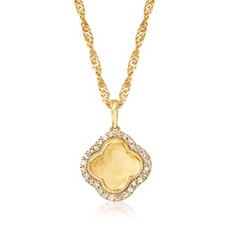 Ross-Simons Diamond Clover Pendant Necklace in 18kt Gold Over Sterling