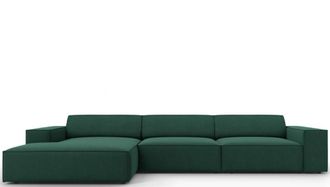 BLOOMINGLOFT 4-Sitzer Design Ecksofa Jodie mit Chaiselongue links - Strukturstoff