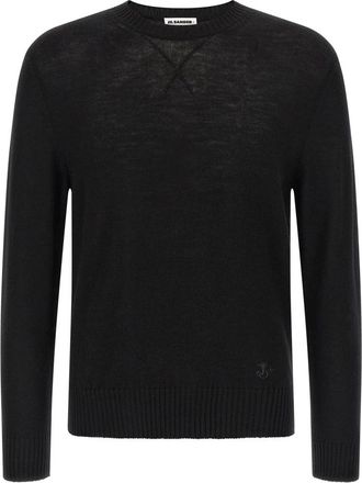 Jil Sander Trui met ronde hals - Heren - Ronde hals truien - Zwart - L - Wol - Truien & Vesten