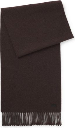 BOSS Wool scarf with faux-leather logo patch