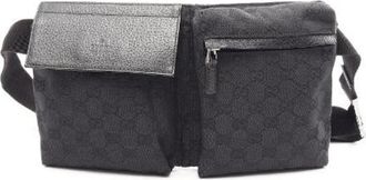 Gucci Pre-owned GG Canvas Waist Bag - Heren - Vintage Heuptassen - Zwart - ONE Size - Leer - Vintage