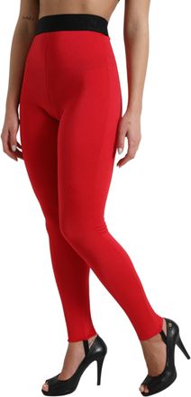 Dolce & Gabbana Womens Nylon Dg Logo Leggings Red Elastane