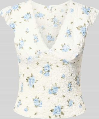Only Slim Fit Top mit tiefem V-Ausschnitt Modell SAGA in Offwhite, Gr&ouml;&szlig;e XL