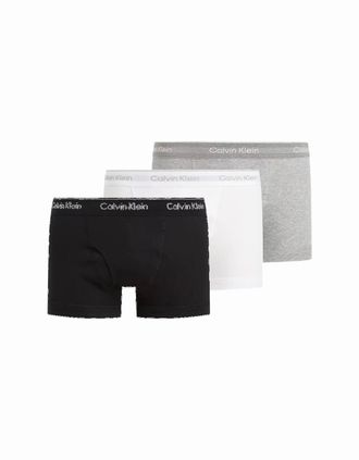 Calvin Klein Mens 3-Pack Cotton Classics Boxer Trunks, Black/White/Grey - Size: 39/38/32