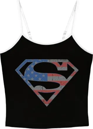 Superman Juniors Superman Stars and Stripes S Shield Tank Top in Black at Nordstrom, Size X-Large