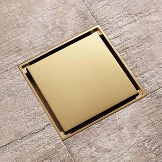 OEM Desag&uuml;e De Piso Oculto Dorado, Canal De Ducha Cuadrado De Lat&oacute;n, Desag&uuml;e De Ducha A Prueba De Olores Para Inodoro, Ba&ntilde;o, Cocina, 4 Pulgadas -crezuo