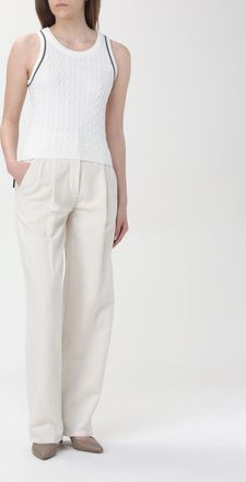 Brunello Cucinelli Cable Knit Cotton Tank Top - White