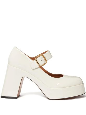 Stella McCartney buckle platform pumps - women - Polyurethane/Polyurethane/Polyurethane - 39 - Neutrals