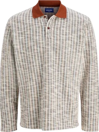 Jack & Jones Jack And Jones Gestreepte winterpolo voor heren met normale pasvorm (Brandy)