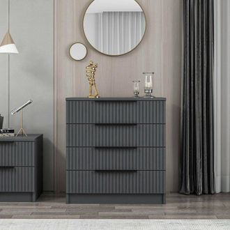 Dmora Cassettiera Vicente, 7 Cassetti, Apertura Scorrevole, Chiusura Scorrevole, 72x42x77h Cm Nero Antracite