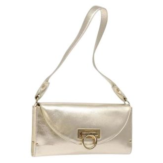 Ferragamo Pre-owned Leather Shoulder Bag - Dames - Vintage Schoudertas - Geel - ONE Size - Leer - Vintage