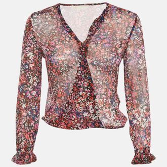 Maje Black Abstract Print Silk Top