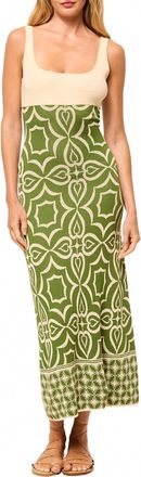Misa Kalil Maxi Dress In Green Mosaic Tile