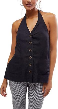 Free People Scout Halter Womens Clothing Black : LG (Womens 12), Linen/Rayon