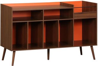 Sweeek Vintage XL bicolor vinyl furniture with wood decor and colored background 130cm orange - Nepal