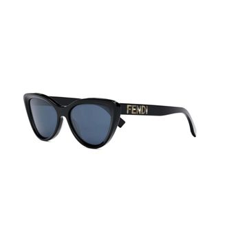 Fendi Sunglasses, unisex, Black, 55 MM, Lettering Cat-eye Sunglasses