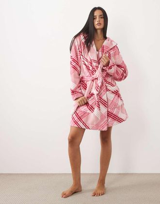 Juicy Couture Lottie accappatoio morbido a quadri rosa