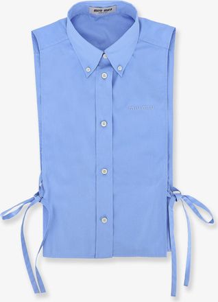 Miu Miu Camicia in cotone con logo ricamato frontale - MIU MIU - gender_Woman