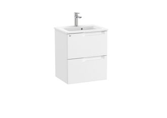 Roca Pack Unik Mueble Base Compacto De Dos Cajones + Lavabo Aleyda - Roca Color: Blanco Madera - Medidas: 805x380x565 Mm