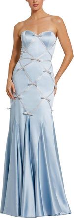 Mac Duggal Strapless Satin Mermaid Gown With Bow Details