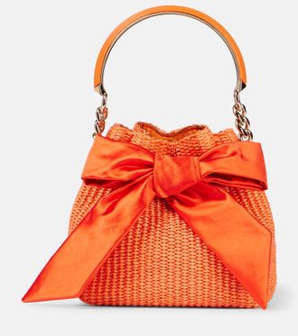 Jimmy Choo London Bon Bon bow-detail raffia bucket bag