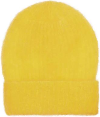 Americandreams Mila Mohair Beanie - Dames - Hoeden - Geel - ONE Size - Wol - Accessoires
