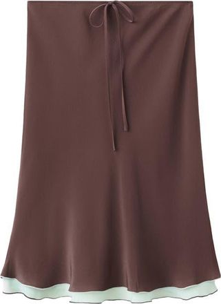 Mango Fluid Midi Skirt in Brown at Nordstrom, Size Large