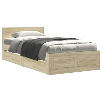 Berkfield Home Bed Frame with Headboard Frame Sonoma Oak 75x190 cm Small Single in Light Brown
