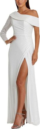 Mac Duggal Sequined Drop Shoulder Faux Wrap Gown