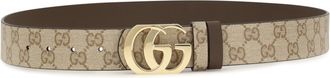 Gucci Mens Reversible Cut Gg Marmont Belt Vint.sand Br-Dk Brow Cotton; Linen; Polyurethane E Braces Br/dk