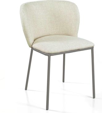 Oresteluchetta Set 4 sillas de tejido beige, patas platino 76x56x60 cm