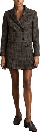 Reiss Vienna Double-Breasted Cropped Textured Wool-Blend Blazer