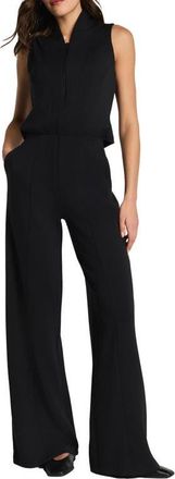 Spanx AirEssentials Shawl Collar Half Zip Jumpsuit in Very Black at Nordstrom, Size X-Large