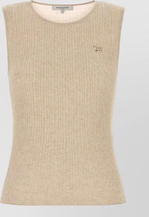 Maison Kitsun&eacute; ribbed slim-fit knitted top