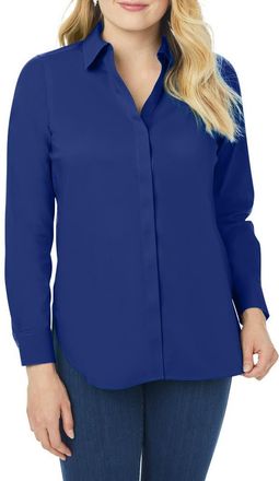 Foxcroft Kylie Non-Iron Button-Up Shirt in Glacial Blue at Nordstrom, Size 18W