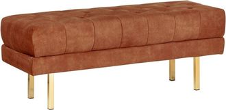 Beliani Banco Tapizado Decorativo Glamuroso Patas De Metal Dorado Estampado Liso Terciopelo Rojo Roseville