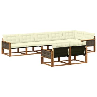vidaXL Conjunto De Sof&aacute;s De Exterior Con Coj&iacute;n 8 Pcs Natural Y Crema Vidaxl