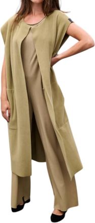 Henriette Steffensen Long Vest In Olive
