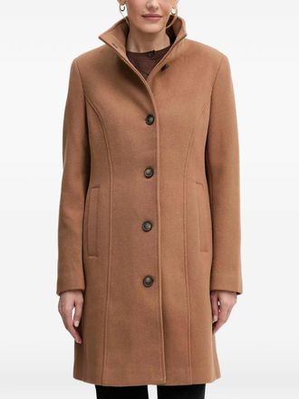 DKNY button funnel-neck coat - Brown
