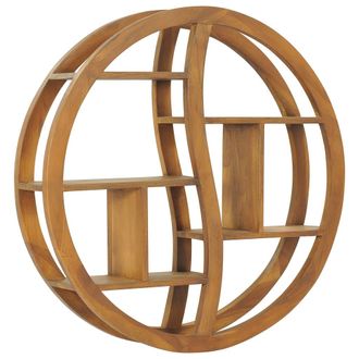 vidaXL Estante De Pared Yin Yang 80x17.5x80 Cm De Teca Masiva - 222741