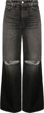 Amiri distressed wide-leg jeans - women - Cotton - 26 - Grey
