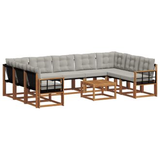 vidaXL Conjunto De Sof&aacute;s De Exterior 10 Pcs Gris Natural Y Claro Vidaxl