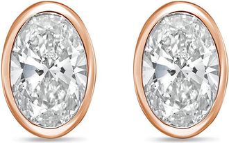 Diana M. Jewels 14Kt Rose Gold 3.00 cts Lab Grown Oval Diamond Bezel Studs