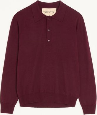Valentino Polo Valentino in lana con ricamo VLogo Uomo BORDEAUX 3XL
