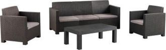 Shaf Shaf - Sp Berner - Set De Muebles De Jard&iacute;n Y Terraza Diva Belice Color Grafito - Sof&aacute; 3 Plazas, 2 Sillones Y Mesa De Centro - Fabricado En Espa&ntilde;a Con