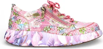 Laura Vita Laura Vita Womens Nikito 62 Rose Pink Floral Leather Trainers Platform Sneaker Shoes - Size EU 42
